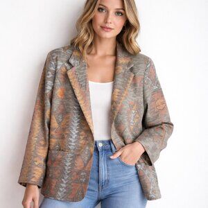 Vintage Functionals Earth Tones Southweatern Print Blazer L